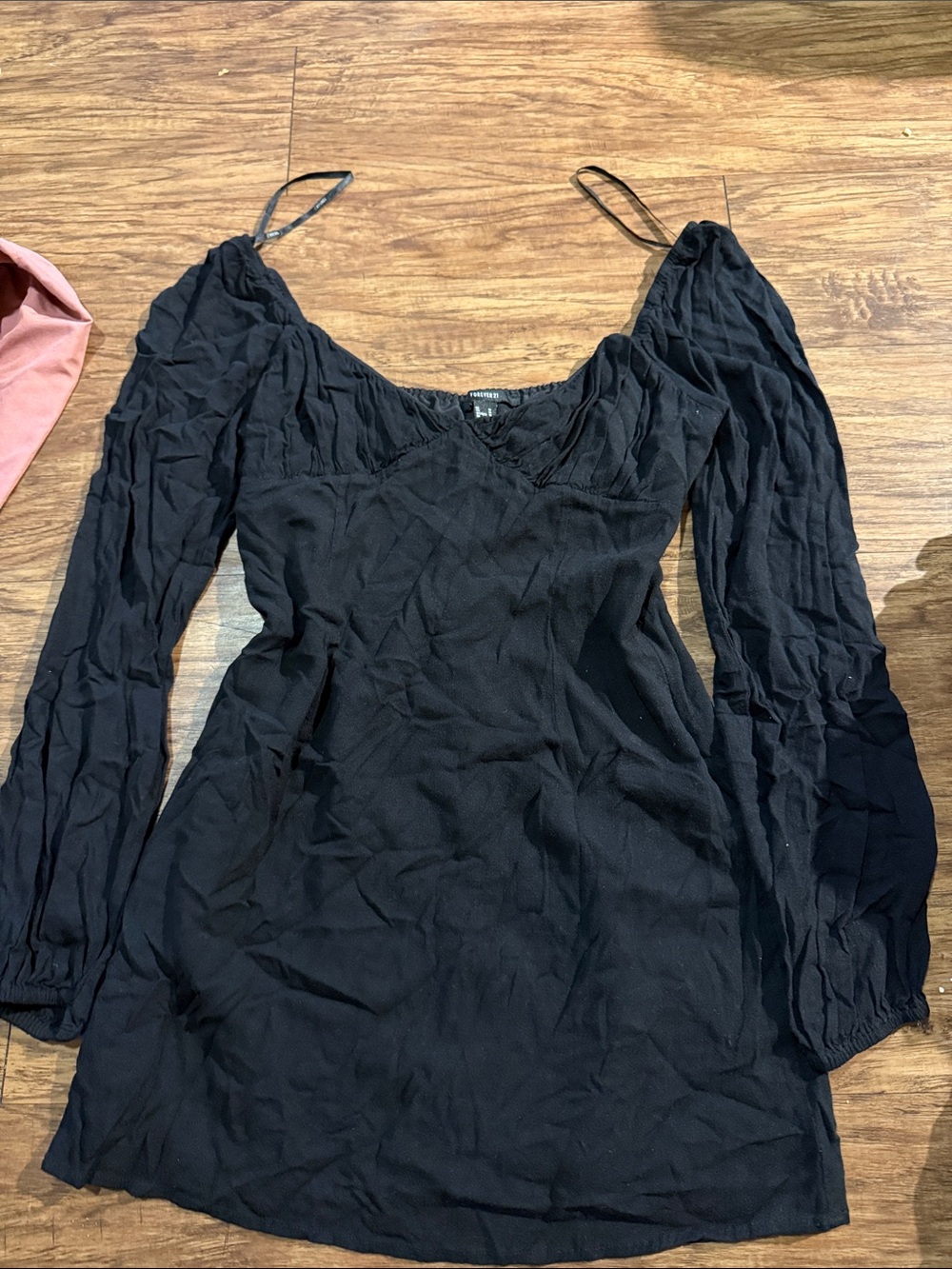 Forever 21 Black Off-Shoulder Long Sleeve Mini Dress